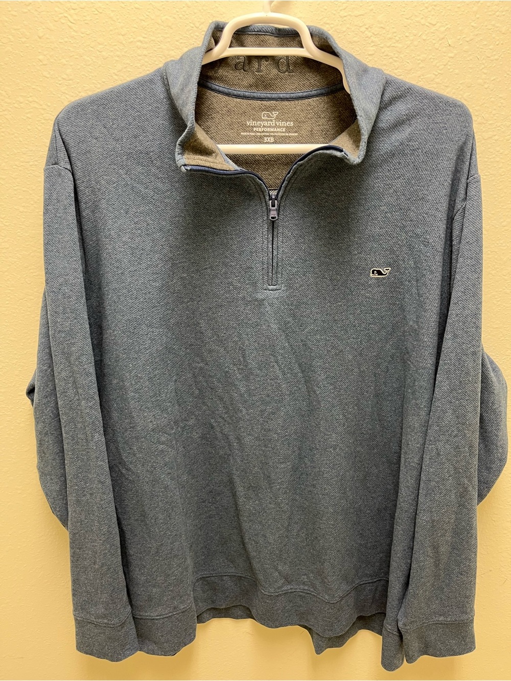 Vineyard Vines Performance 1/4 Zip Mock Neck Stretch Sweatshirt 3XB Blue Golf